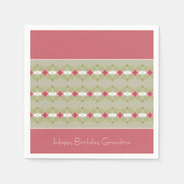 ピンクフローラデザイン スタンダードカクテルナプキン