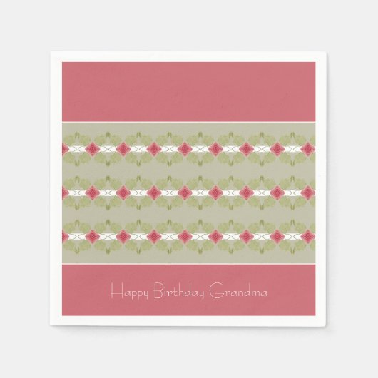 ピンクフローラデザイン スタンダードカクテルナプキン (正面)