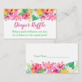 ピンクフローラトロピカルおむつラッフルチケット エンクロージャーカード (正面/裏面)