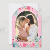 ピンクフローラトロピカルフラミンゴアーチブライダルシャワー 招待状 (裏面)