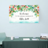 ピンクフローラトロピカルブライダルシャワーへようこそ 横断幕 (トレードショー)