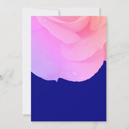 ピンクフローラネイビーブルーバラエレガントカスタムウェディング 招待状 (裏面)