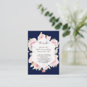 ピンクフローラネイビーブルー幾何結婚詳細 エンクロージャーカード (スタンド正面)