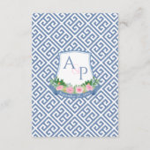 ピンクフローラネイビー結婚モノグラム詳細QRコード エンクロージャーカード (裏面)