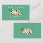 ピンクフローラネオ結婚ミントのレジストリ挿入カード エンクロージャーカード (正面/裏面)