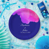 ピンクフローラネービーブルーホワイトカユニークウト結婚ズ ペーパープレート (パーティー)