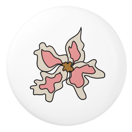 ピンクフローラノブ セラミックノブ (正面)