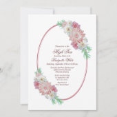 ピンクフローラハイティーブライダルシャワー 招待状 (正面)
