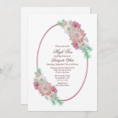 ピンクフローラハイティーブライダルシャワー 招待状 (正面/裏面)