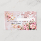 ピンクフローラハイティーベイビーシャワーおむつラッフル エンクロージャーカード (正面)