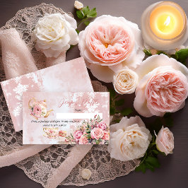 ピンクフローラハイティーベイビーシャワーおむつラッフル エンクロージャーカード