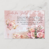 ピンクフローラハイティーベイビーシャワーブックベビー エンクロージャーカード (正面)