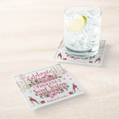 ピンクフローラハイヒールシューズカスタムパーティー&ネームアル ガラスコースター (アングル)