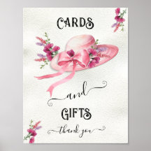 ピンクフローラハットダービーブライダルシャワーテーブルシンボルや象徴