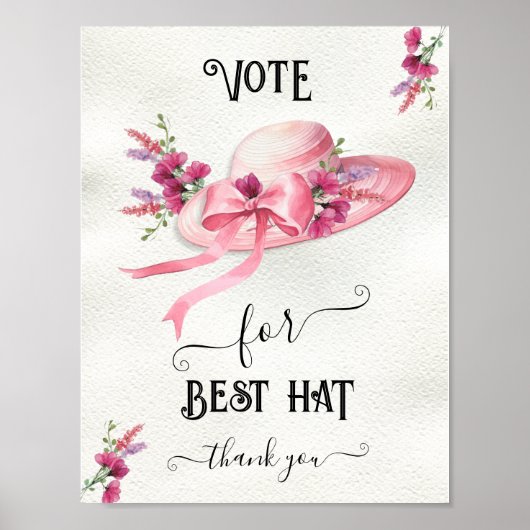 ピンクフローラハットダービーブライダルシャワーハット ポスター (正面)