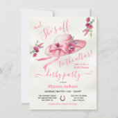 ピンクフローラハットダービーブライダルシャワー 招待状 (正面)