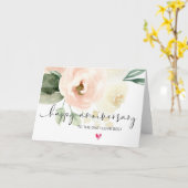 ピンクフローラハッピーアニバーサリーボーイフレンド カード (黄色い花)