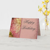 ピンクフローラハッピーバースデーカード カード (黄色い花)