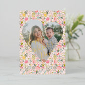 ピンクフローラハッピーマザーズデイカスタムフォト金ゴールド 箔シーズンカード (立ち正面)