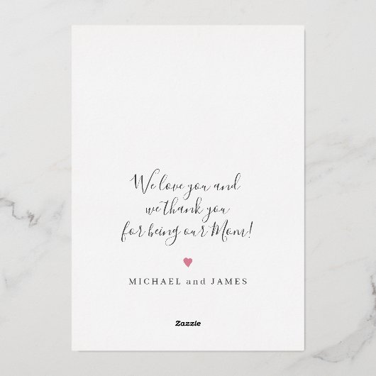 ピンクフローラハッピーマザーズデイカスタムフォト金ゴールド 箔シーズンカード (裏面)