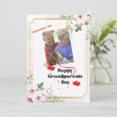 ピンクフローラハッピー祖父母の日 招待状 (スタンド正面)