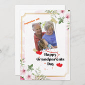 ピンクフローラハッピー祖父母の日 招待状 (正面/裏面)