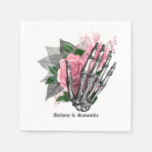 ピンクフローラハロウィーンゴシック スタンダードカクテルナプキン (正面)