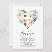 ピンクフローラハートガールバプテスマ 招待状 (正面)