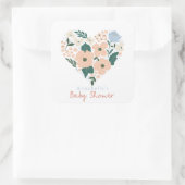 ピンクフローラハートガールベビーシャワー スクエアシール (バッグ)