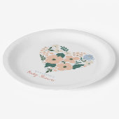 ピンクフローラハートガールベビーシャワー ペーパープレート (アングル)