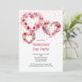ピンクフローラハートバレンタインデー 招待状 (スタンド正面)