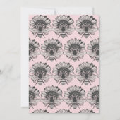 ピンクフローラハートビーベビーシャワー招待状 招待状 (裏面)