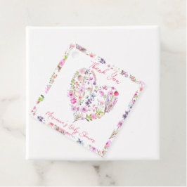 ピンクフローラハートベビーイン開花ベビーシャワー フェイバータグ