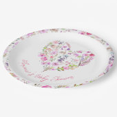 ピンクフローラハートベビーイン開花ベビーシャワー ペーパープレート (アングル)