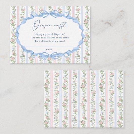 ピンクフローラバウおむつラッフルチケット エンクロージャーカード (正面/裏面)