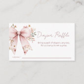ピンクフローラバウ女の子ベビシャワーおむつラッフル エンクロージャーカード (正面)
