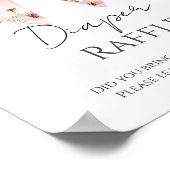 ピンクフローラバウ赤ちゃんシャワーおむつラッフル ポスター (角)