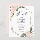 ピンクフローラバジェットブライダルシャワー招待 (正面/裏面)