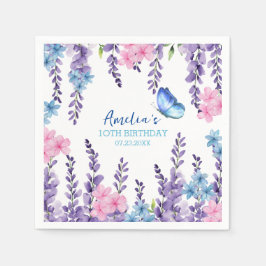 ピンクフローラバタフライガールバースデーウェア スタンダードカクテルナプキン