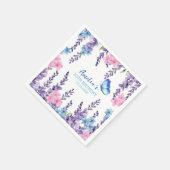 ピンクフローラバタフライガールバースデーウェア スタンダードカクテルナプキン (角)