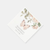 ピンクフローラバタフライガールバースデーパーティー スタンダードカクテルナプキン (角)