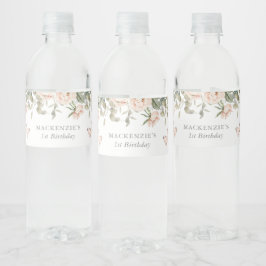 ピンクフローラバタフライガールバースデーパーティー ペットボトルラベル