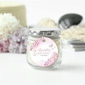 ピンクフローラバタフライガールベビーシャワーありがとう フェイバータグ