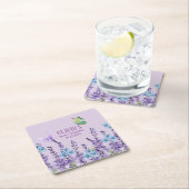 ピンクフローラバタフライガールベビーシャワーへようこそ スクエアペーパーコースター (インサイチュ)