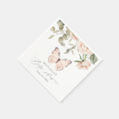 ピンクフローラバタフライガールベビーシャワー スタンダードカクテルナプキン (角)