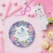 ピンクフローラバタフライガール誕生日食器 ペーパープレート (パーティー)