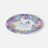 ピンクフローラバタフライガール誕生日食器 ペーパープレート (アングル)