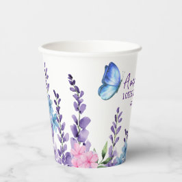 ピンクフローラバタフライガール誕生日 紙コップ