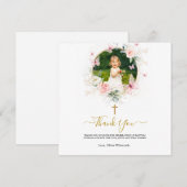 ピンクフローラバタフライバプテスマ《キリスト教》洗礼式や命名式 サンキューカード (正面/裏面)