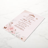 ピンクフローラバタフライバラ金ゴールドキンセアニェラ15日 箔招待状 (回転した状態)